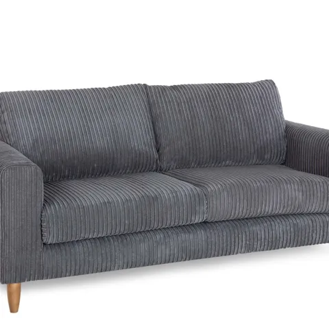BOXED CORDUROY 3-SEATER SOFA -DARK GREY-