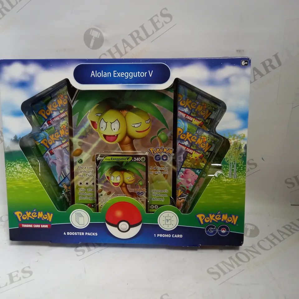 BOXED POKEMON TRADING CARD GAME ALOLAN EXEGGUTOR V 4 BOOSTER PACKS AND 1 PROMO CARD