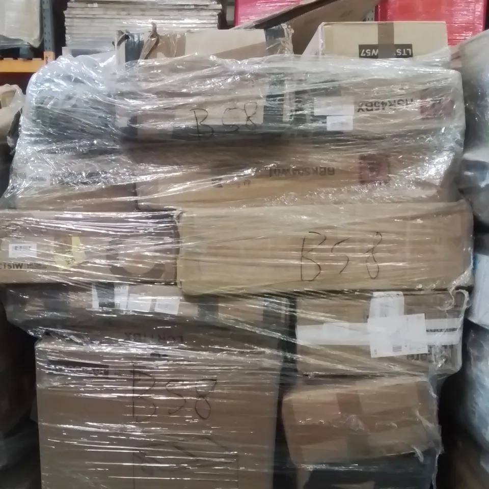 PALLET OF ASSORTED HOUSEHOLD GOODS AND PRODUCTS TO INCLUDE; TRASH CAN,PORTABLE CLOSETS,CABINET