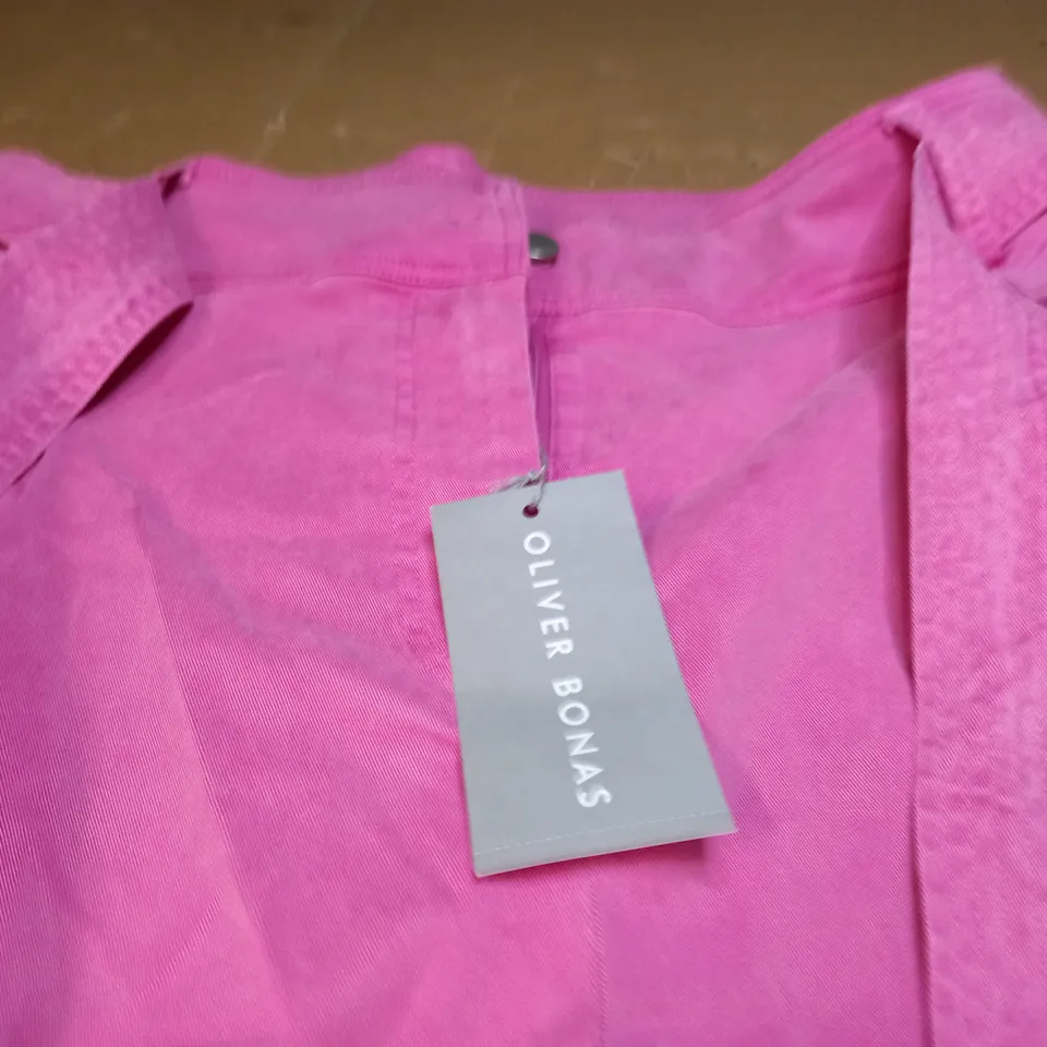 OLIVER BONAS MULTI STITCH BELTED PINK SHORTS - SIZE 10 PINK