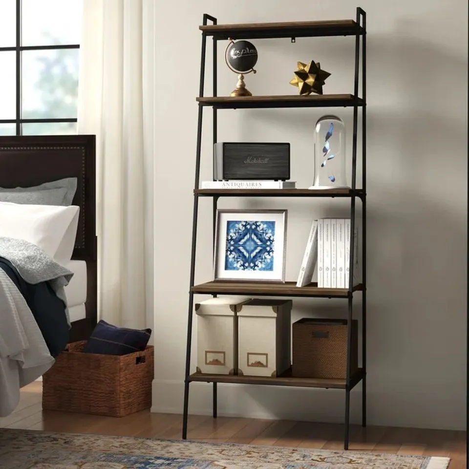 BOXED BERNADETTE 183cm H X 72cm W STEEL LADDER BOOKCASE (1 BOX)