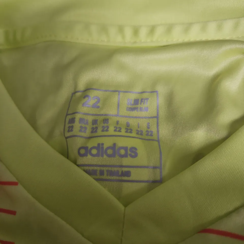 ADIDAS FOOTBALL JERSEY – EMIRATES FLY BETTER ROCCO 22, UK 22, NEON LIME/GREEN