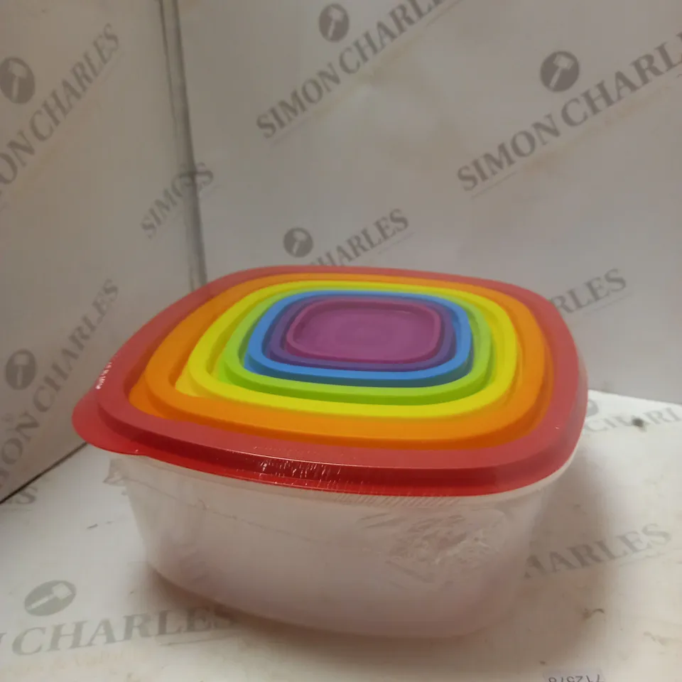 4 SETS OF 7PC RAINBOW LID NESTING FOOD CONTAINERS 