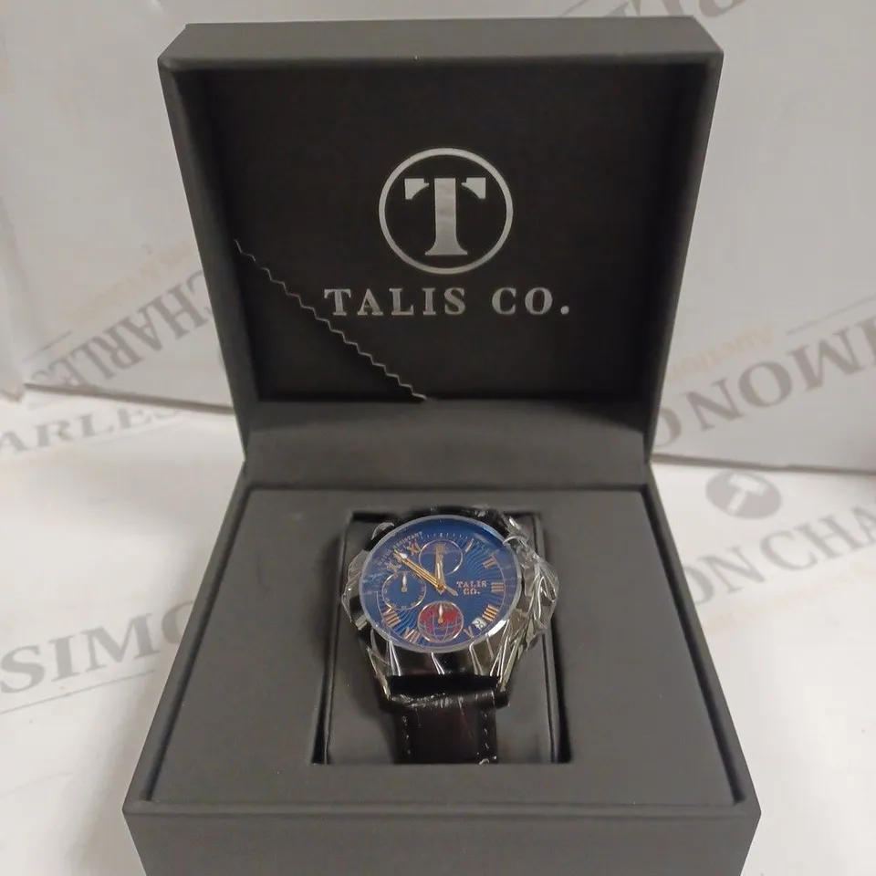 MENS TALIS CO 7120 CHRONOGRAPH WATCH – MOON PHASE MOVEMENT – GENUINE LEATHER STRAP