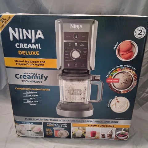 BOXED NINJA CREAMI DELUXE 10 IN 1 ICE CREAM AND FROZEN DRINK MAKER NC501UK