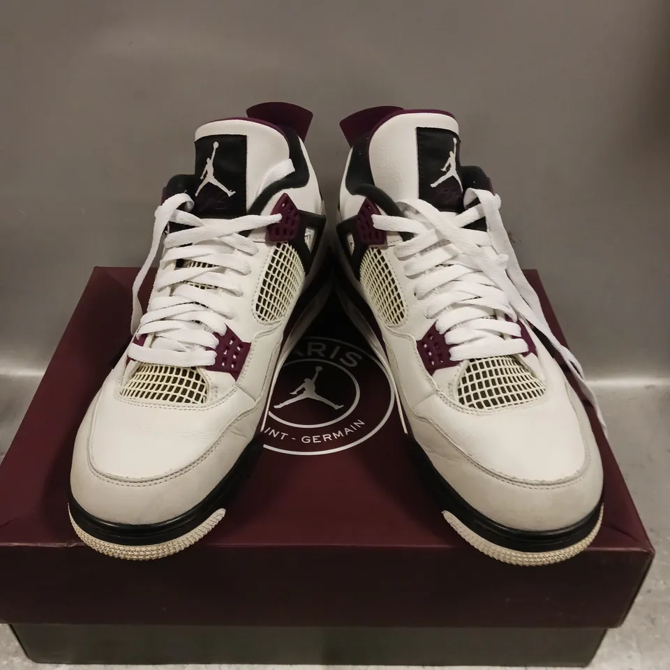 BOXED PAIR OF AIR JORDAN 4 RETRO PSG TRAINERS - 10.5