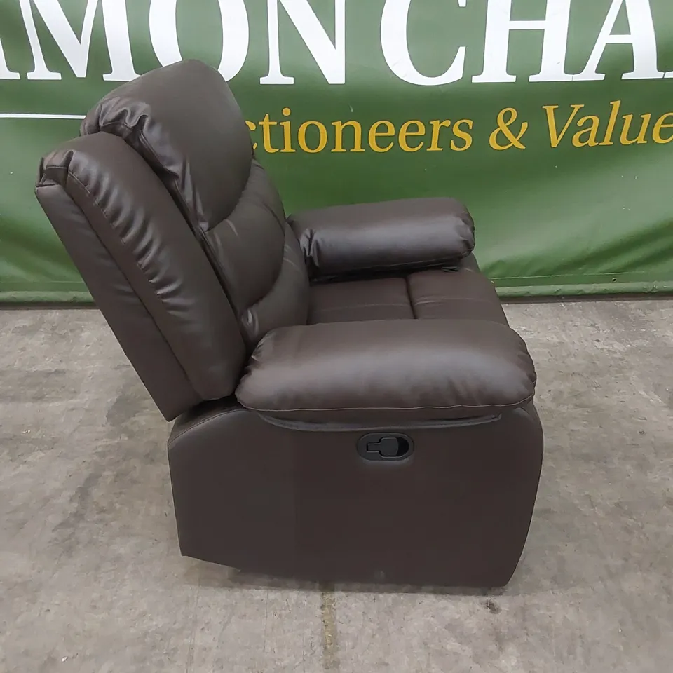 QUALITY DESIGNER FAUX LEATHER MANUAL RECLINER ARMCHAIR - BROWN