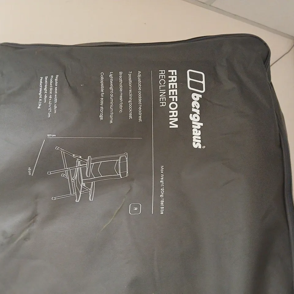 BERGHAUS FREEFORM RECLINER FOLDING CHAIR – GARDEN FURNITURE (CARRY BAG)
