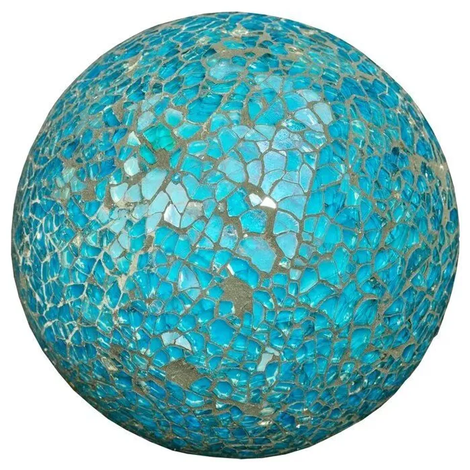 BOXED HOME ESSENCE DECORATIVE MOSAIC BALL IN BLUE SET OF 4 GLASS GEOMETRIC 13CM