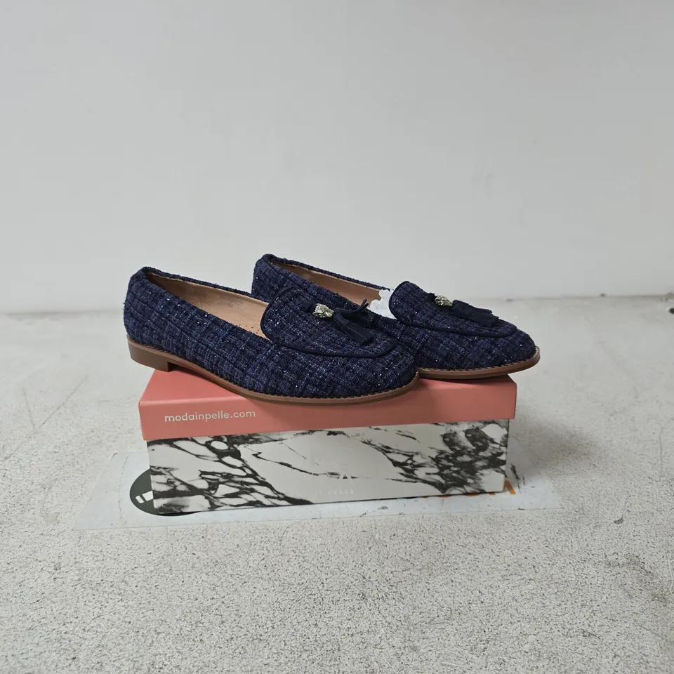 MODA IN PELLE BLUE TWEED LOAFERS – WOMEN'S SHOES UK 7