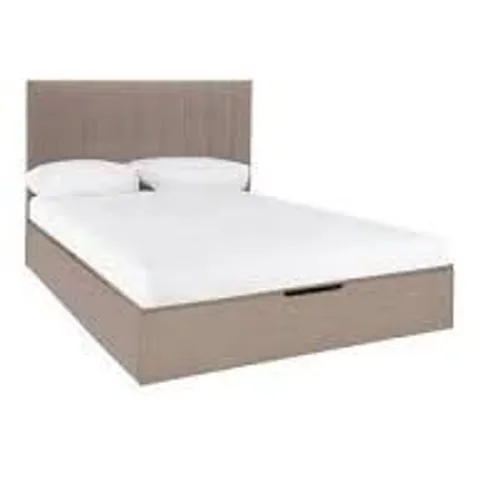 BOXED NOVA FABRIC UPHOLSTERED KINGSIZE BED IN BEIGE (4 BOXES)