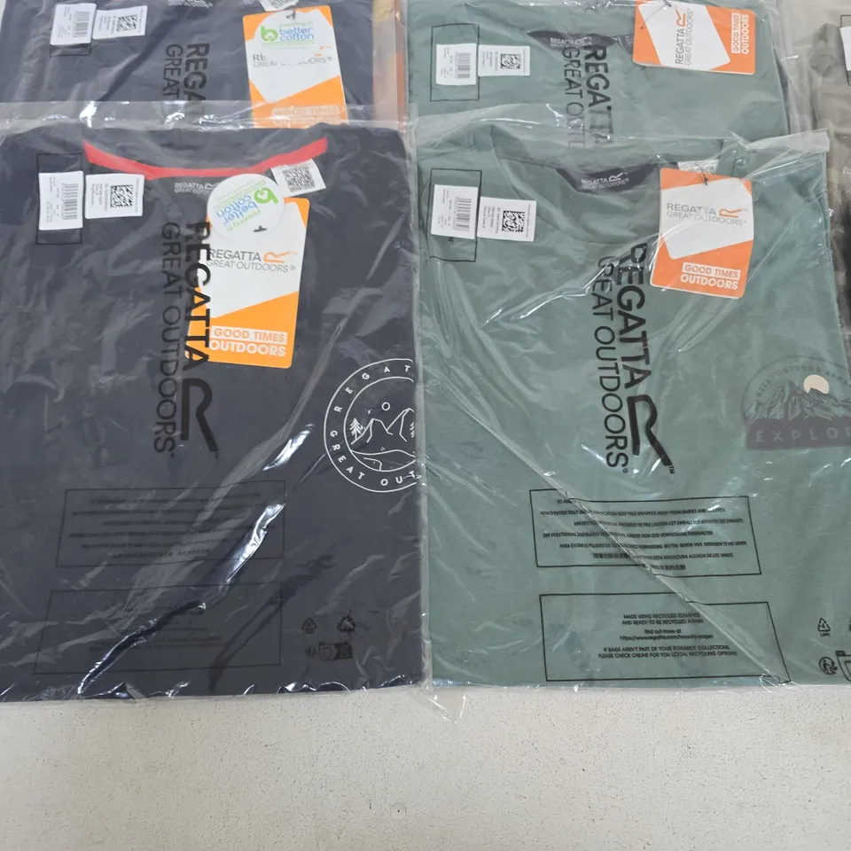 LOT OF 10 ASSORTED BRAND NEW REGATTA T-SHIRTS & IN VARIOUS STYLES, COLOURS AND SIZES