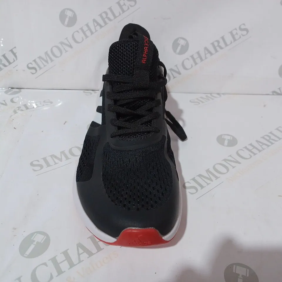 PAIR OF ADIDAS ALPHABOUNCE TRAINERS IN BLACK/WHITE/RED UK SIZE 6.5