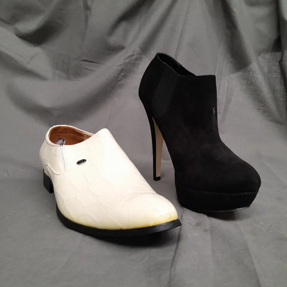 BOX OF APPROX 8 ASSORTED SHOES IN VARIOUS SIZES & COLOURS 