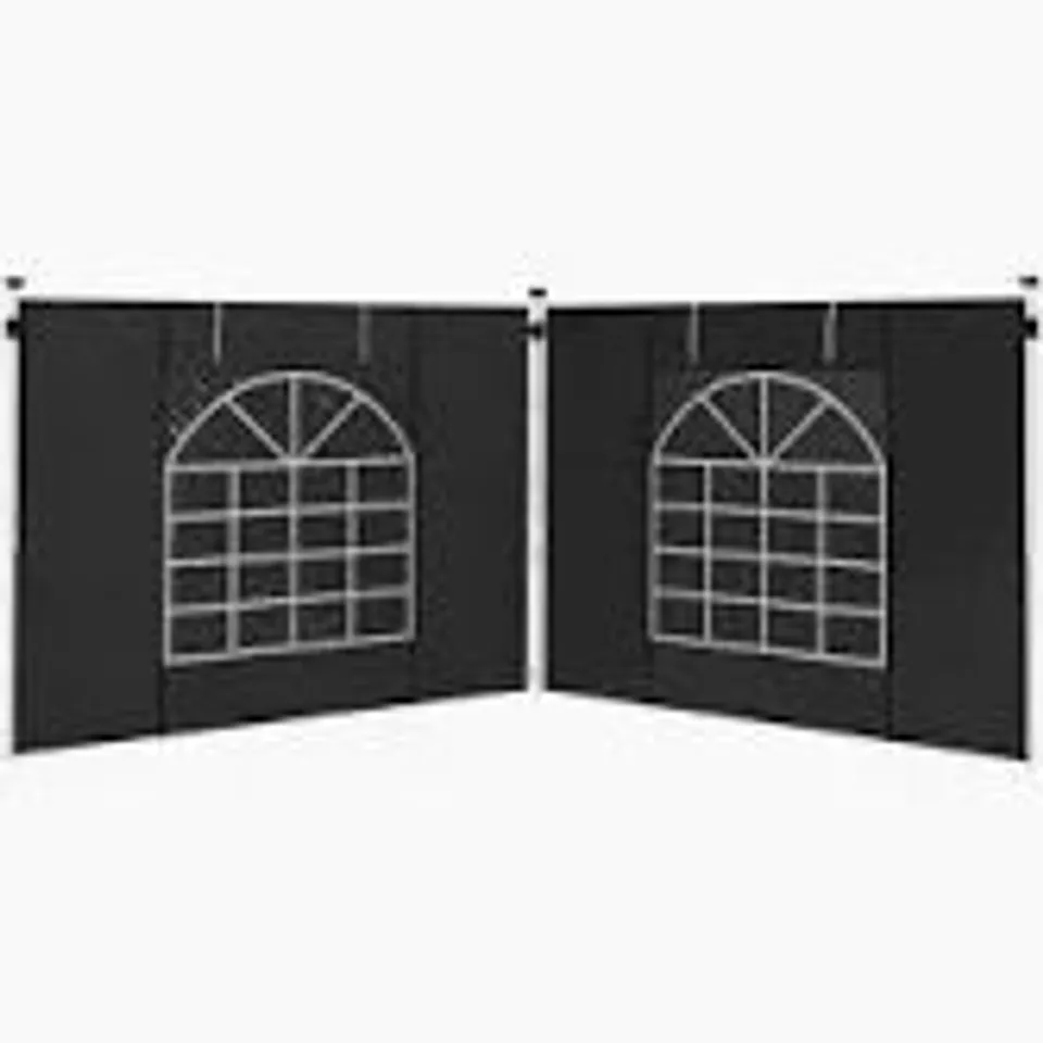 BOXED OUTSUNNY GAZEBO SIDE PANELS, 2 PACK SIDES REPLACEMENT, FOR 3X3(M) OR 3X6M POP UP GAZEBO, WITH WINDOWS AND DOORS, BLACK