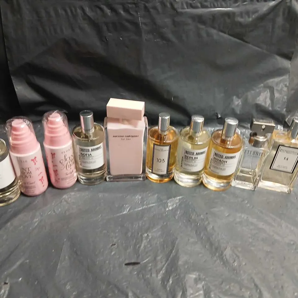 TEN ASSORTED UNBOXED FRAGRANCES TO INCLUDE; NARCISO RODRIGUEZ, NOTED AROMAS, VICTORIA'S SECRET AND PLOUISE
