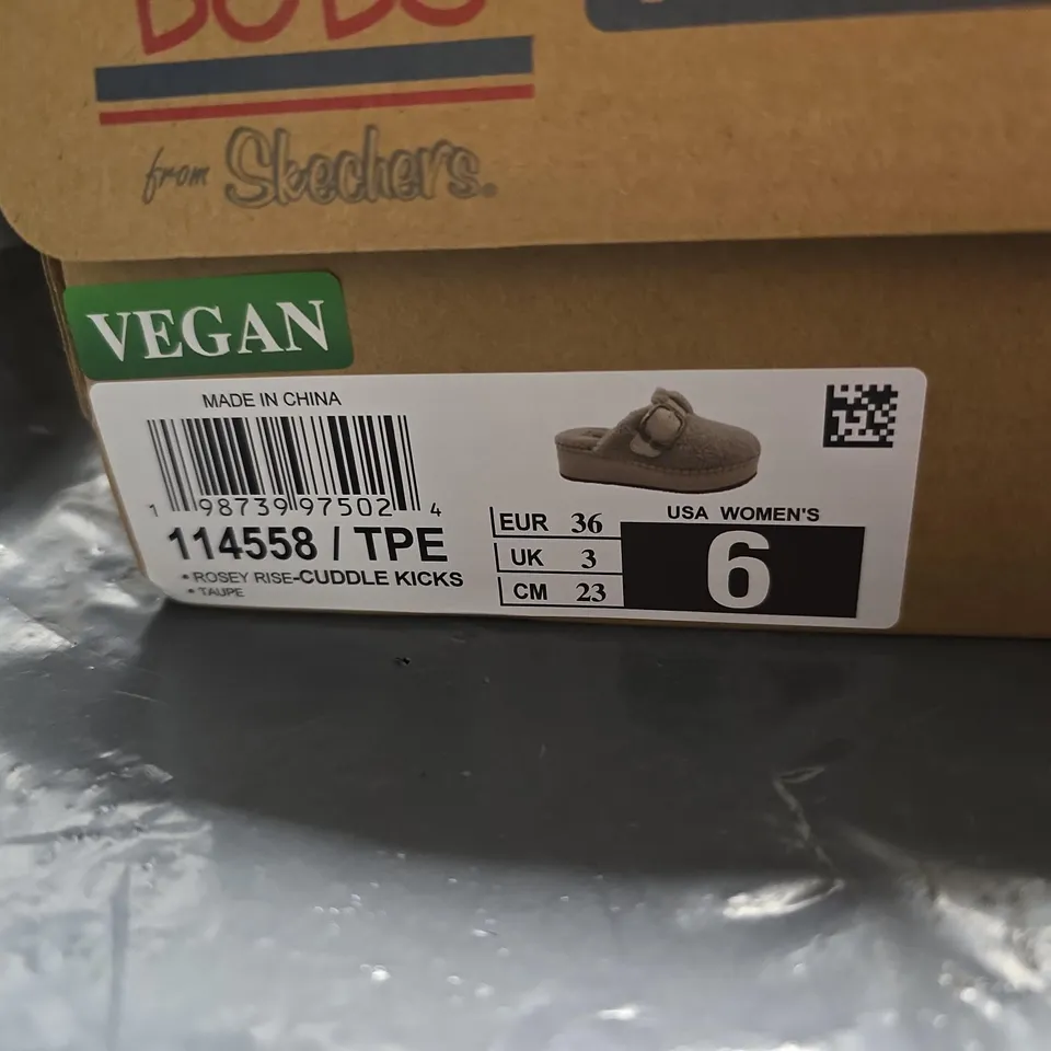 SKECHERS BOBS FROM SKECHERS MEMORY FOAM SLIPPERS – WOMEN'S, BEIGE, VEGAN (UK 3 / EU 36)