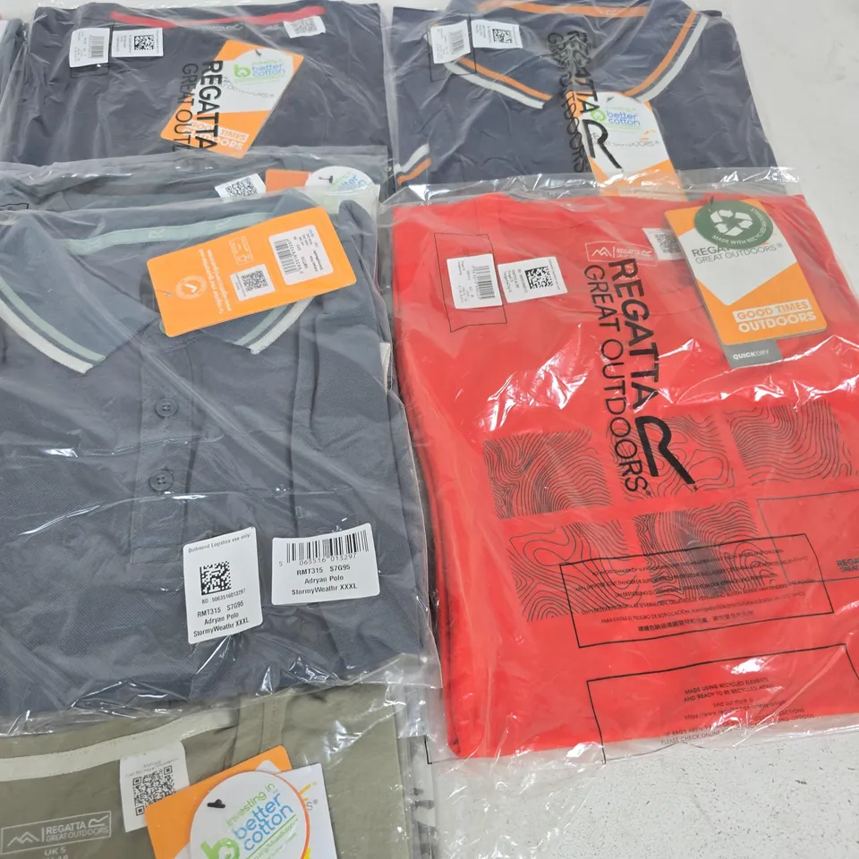 LOT OF 10 ASSORTED BRAND NEW REGATTA T-SHIRTS & IN VARIOUS STYLES, COLOURS AND SIZES