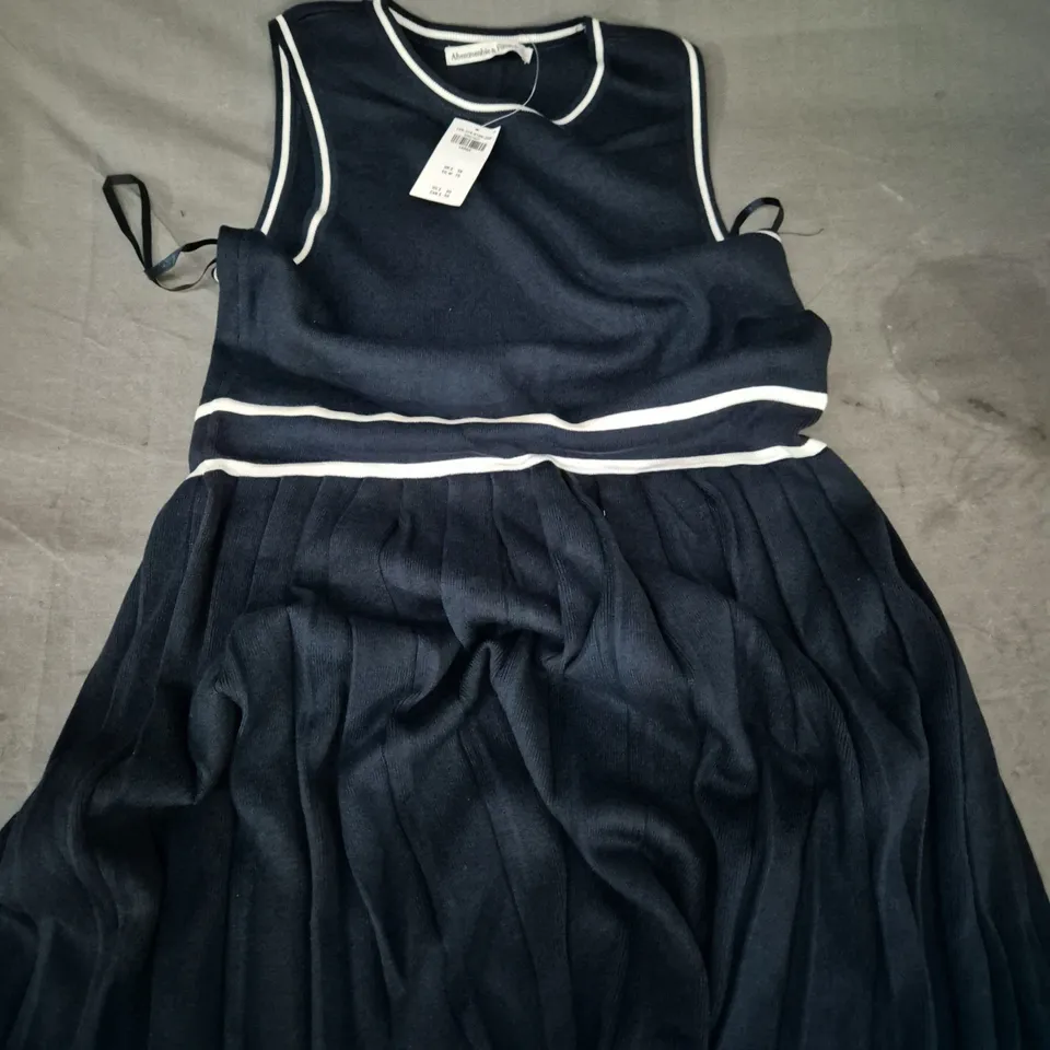 ABERCROMBIE & FITCH NAVY MIDI DRESS - L