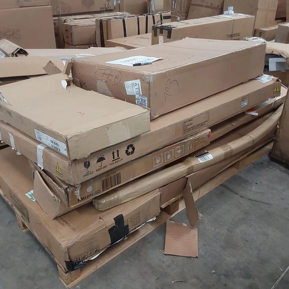 PALLET OF ASSORTED INCOMPLETE FURNITURE PARTS AND PIECES 
