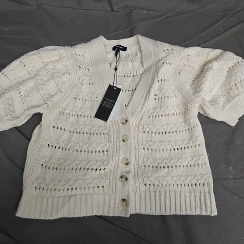 ME+EM CREAM COTTON OPEN STITCH CARDIGAN – SIZE M