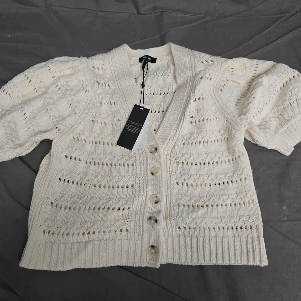 ME+EM CREAM COTTON OPEN STITCH CARDIGAN – SIZE M