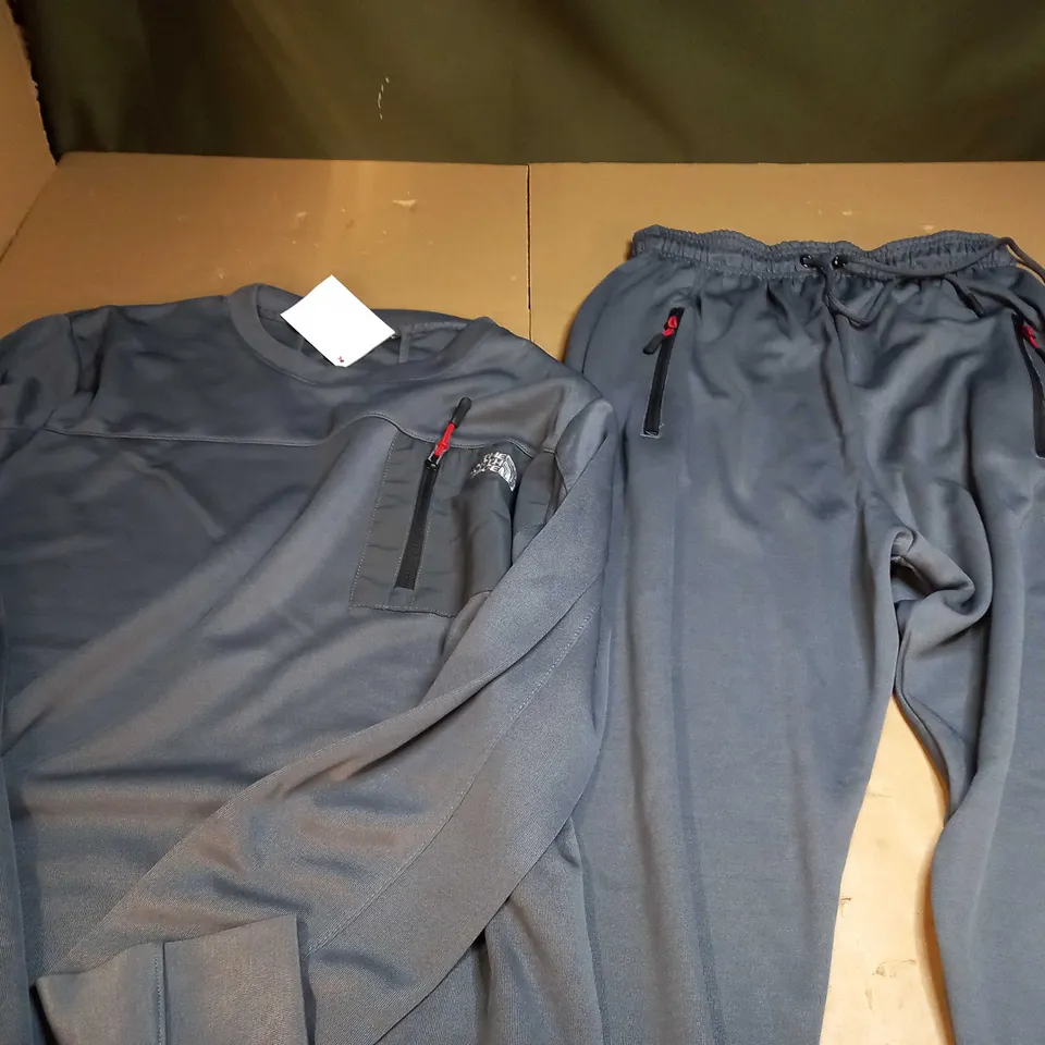 THE NORTH FACE GREY TRACKSUIT - SIZE UK LARGE