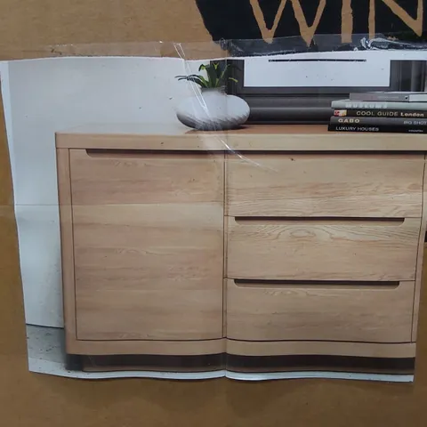 BRAND NEW BOXED WINSOR SMALL SIDE BOARD - BLONDE OAK (1 BOX)