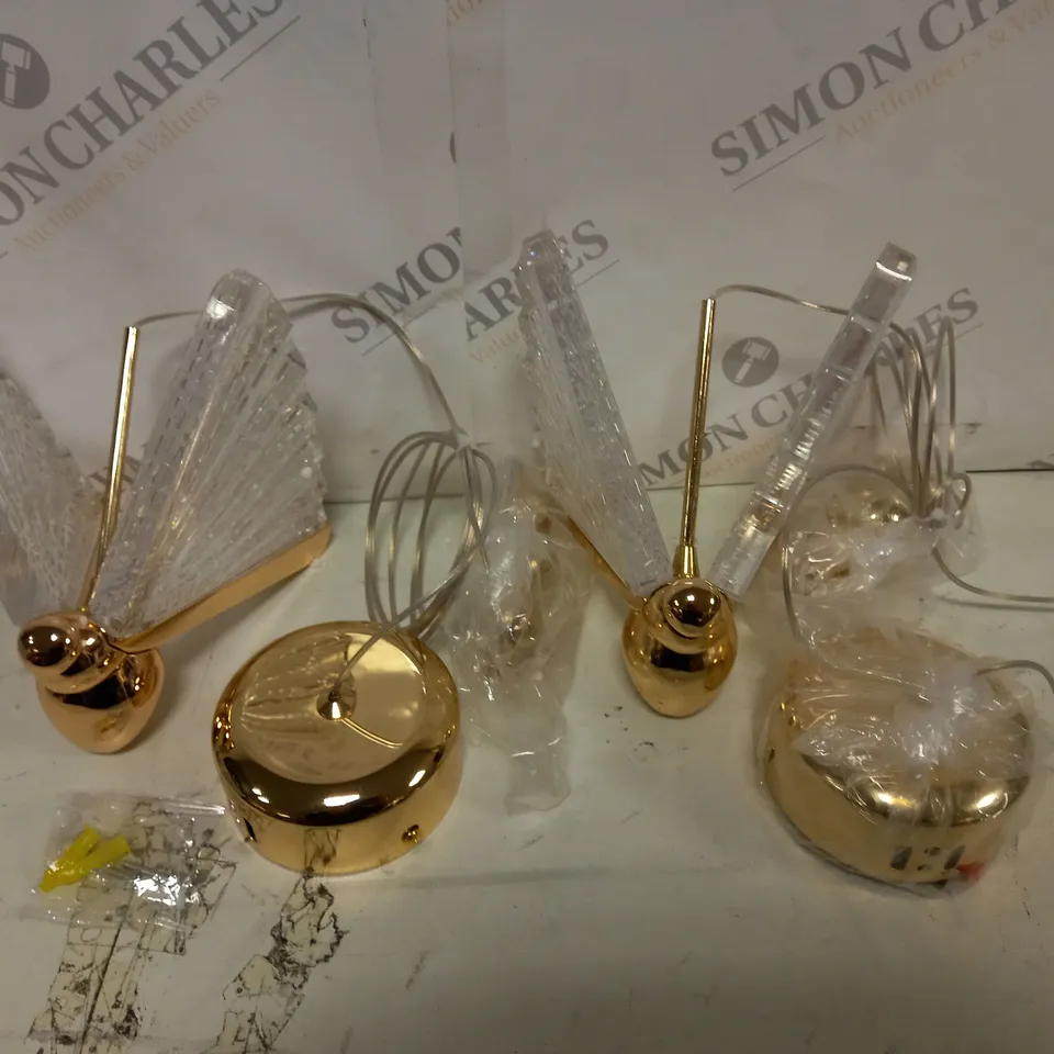 PAIR OF GOLD EFFECT BUTTERFLY THEMED HANGING CEILING LIGHTS
