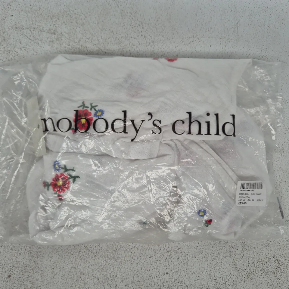 BAGGED NOBODY'S CHILD STIRLING TOP IN SOFTS CREAM SIZE UK 10