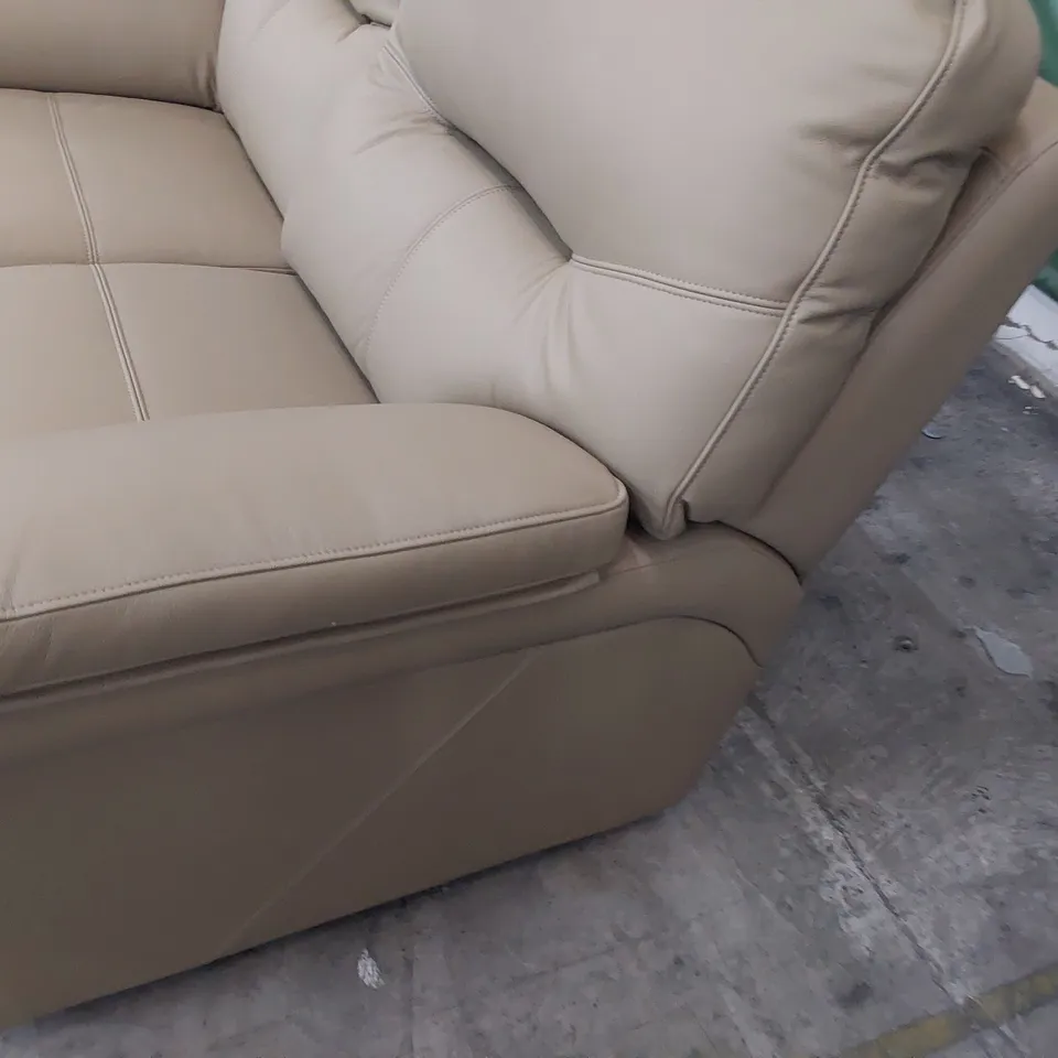 QUALITY BRITISH DESIGNER G PLAN SEATTLE TWO SEATER SOFA CAMBRIDGE SAND LEATHER 