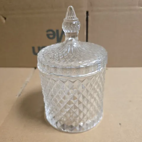 CRYSTAL GLASS SUGAR JAR WITH LID – DIAMOND-CUT PATTERN