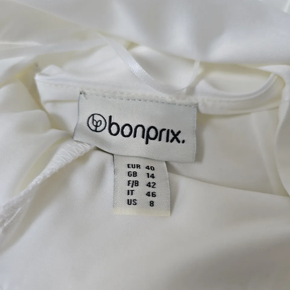 Bonprix White Sleeveless Belted Dress, V-Neck – UK 14 (EU 40)