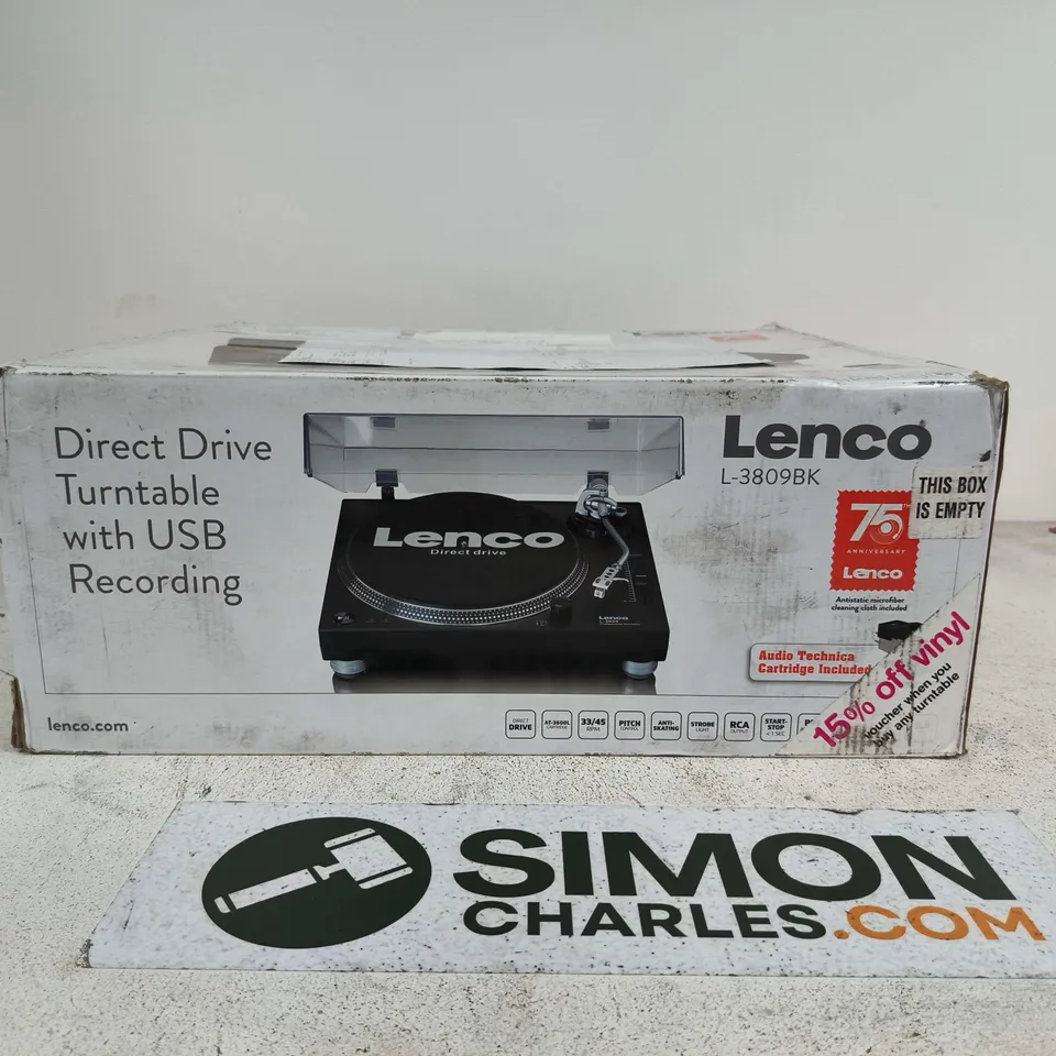 BOXED LENCO L-3809BK DIRECT DRIVE TURNTABLE