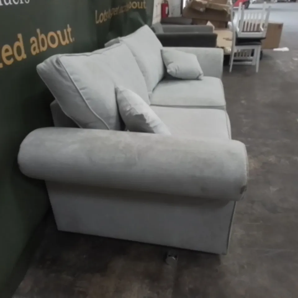 DESIGNER LIGHT GREY FABRIC THREE SEATER SOFA