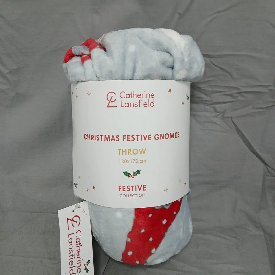 CATHERINE LANSFIELD CHRISTMAS GNOMES THROW - GREY