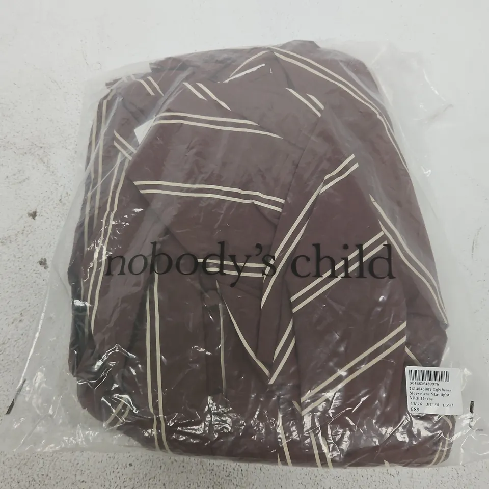 BAGGED NOBODYS CHILD SLEEVELESS STARLIGHT MIDI DRESS IN SOFTS BROWN - UK 10