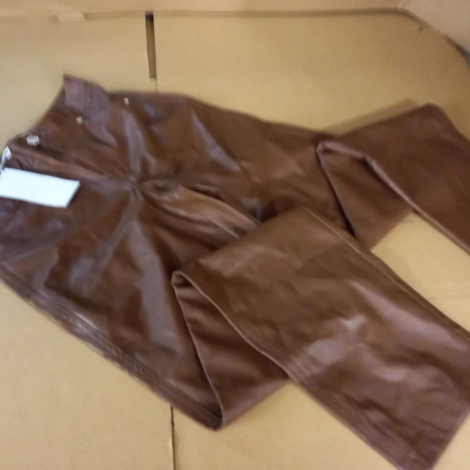 BERSHKA BROWN PU TROUSERS - S