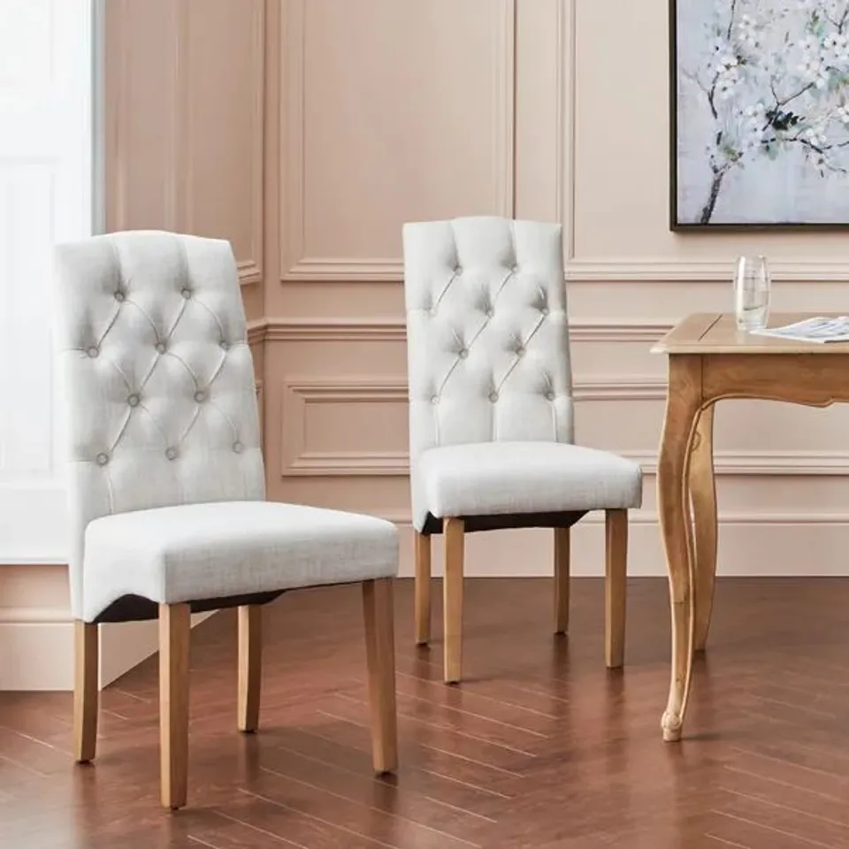BOXED DARCY SET OF 2 DINING CHAIRS NATURAL FABRIC