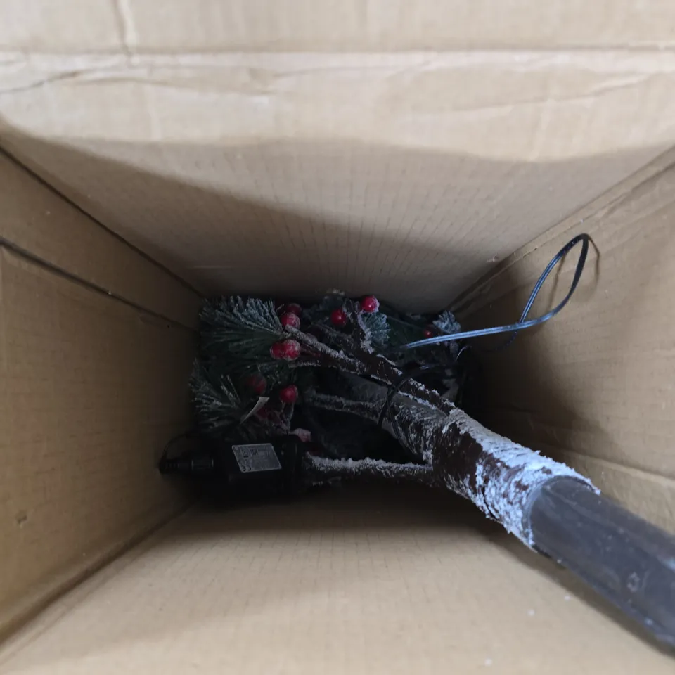 BOXED 150 CM LIT FLOCKED BERRY & PINE CHRISTMAS TREE