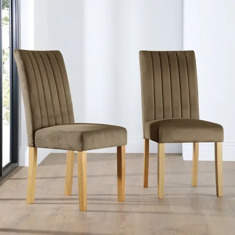 BOXED SALISBURY DINING CHAIR, BEIGE CLASSIC VELVET & NATURAL OAK FINISHED HARDWOOD (1 BOX)