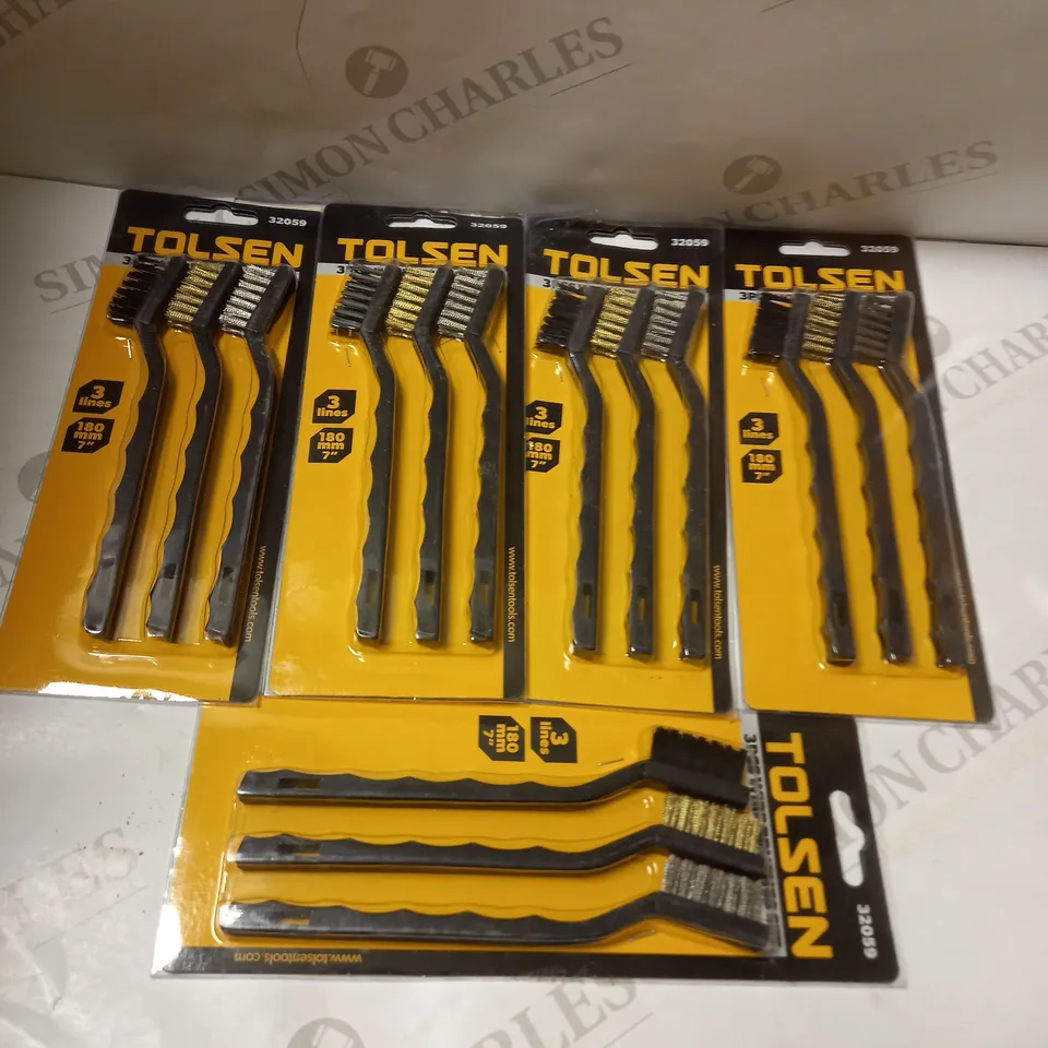 LOT OF APPROX 15 X 3 TOLSEN WIRE BRUSH SETS 