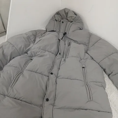 ZARA GREY PUFFER COAT WITH HOOD β UK 16 (EU 44)