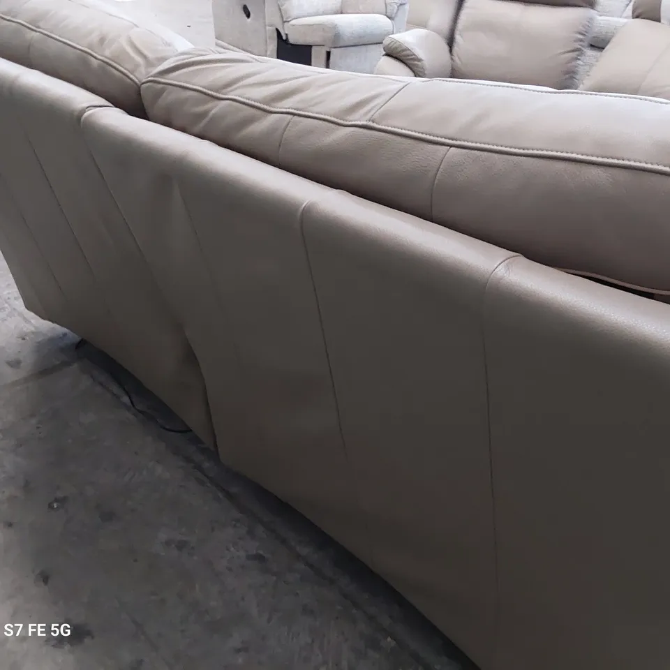 QUALITY BRITISH DESIGNER G PLAN WASHINGTON POWER RECLINING THREE SEATER SOFA CAPRI MUSHROOM LEATHER 