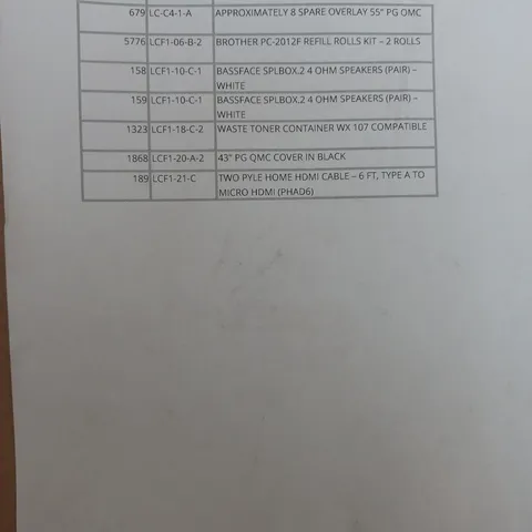 CAGE OF ASSORTED ITEMS TO INCLUDE - BASSFACE SPEAKERS -  8 SPEAR OVERLAYS 55"