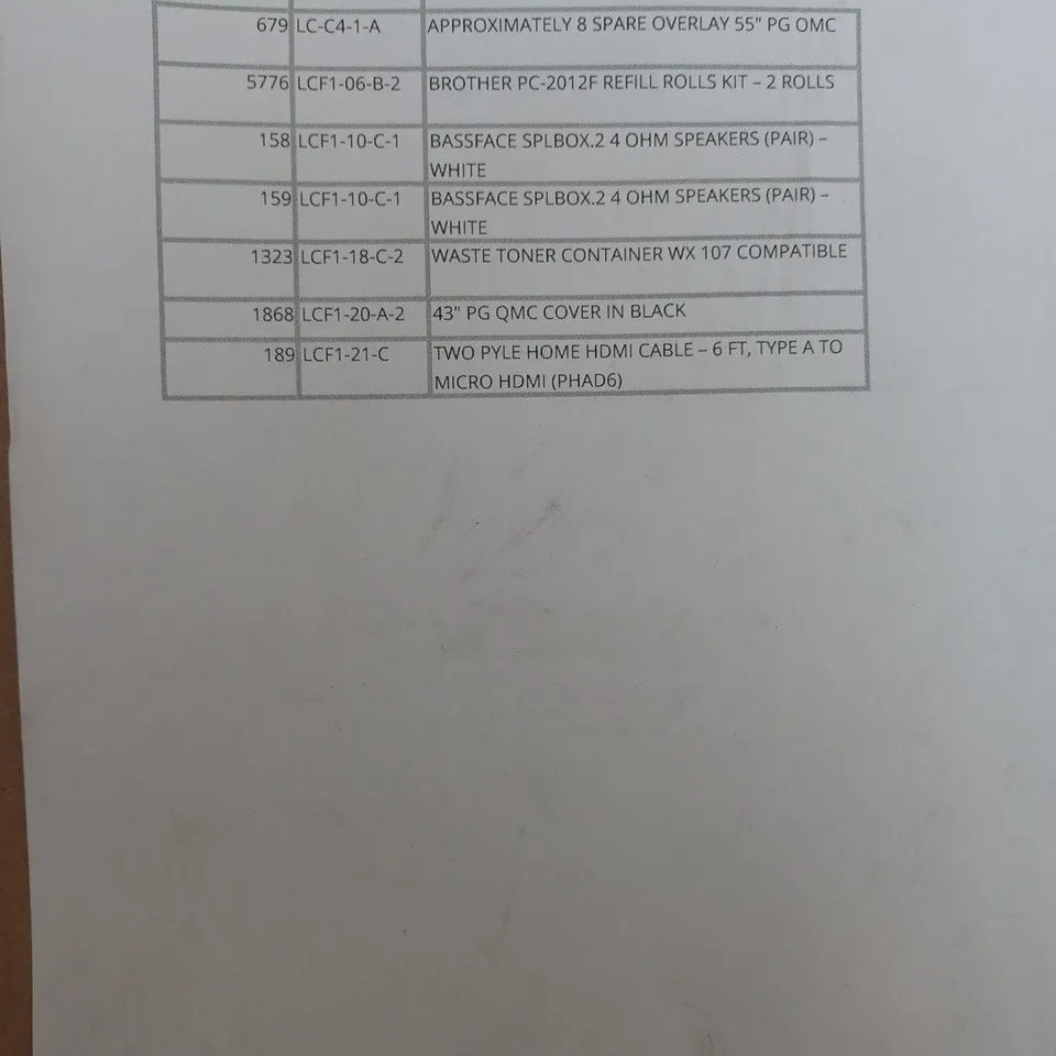 CAGE OF ASSORTED ITEMS TO INCLUDE - BASSFACE SPEAKERS -  8 SPEAR OVERLAYS 55"