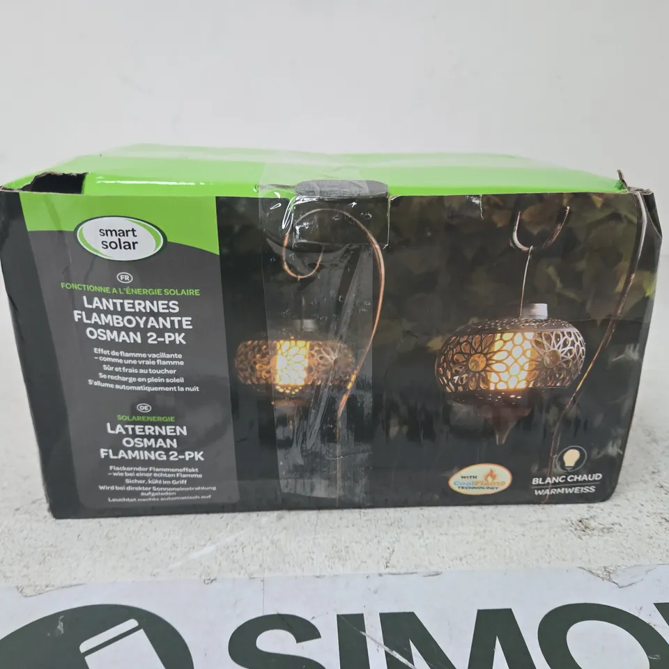 SMART SOLAR OSMAN FLAMING LANTERNS 2-PACK – OUTDOOR SOLAR LANTERNS