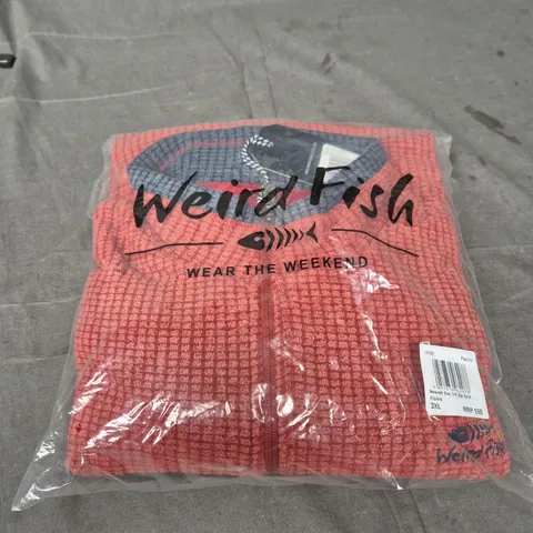 WEIRD FISH NEWARK ECO 1/4 ZIP GRID FLEECE – PAPRIKA, 3XL