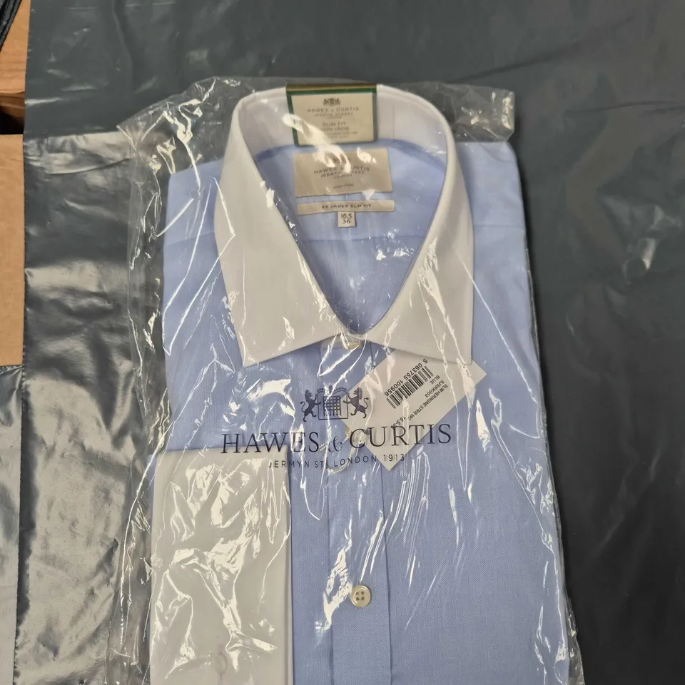 HAWES & CURTIS ST JAMES SLIM FIT NON-IRON LIGHT BLUE SHIRT – UK NECK 16.5