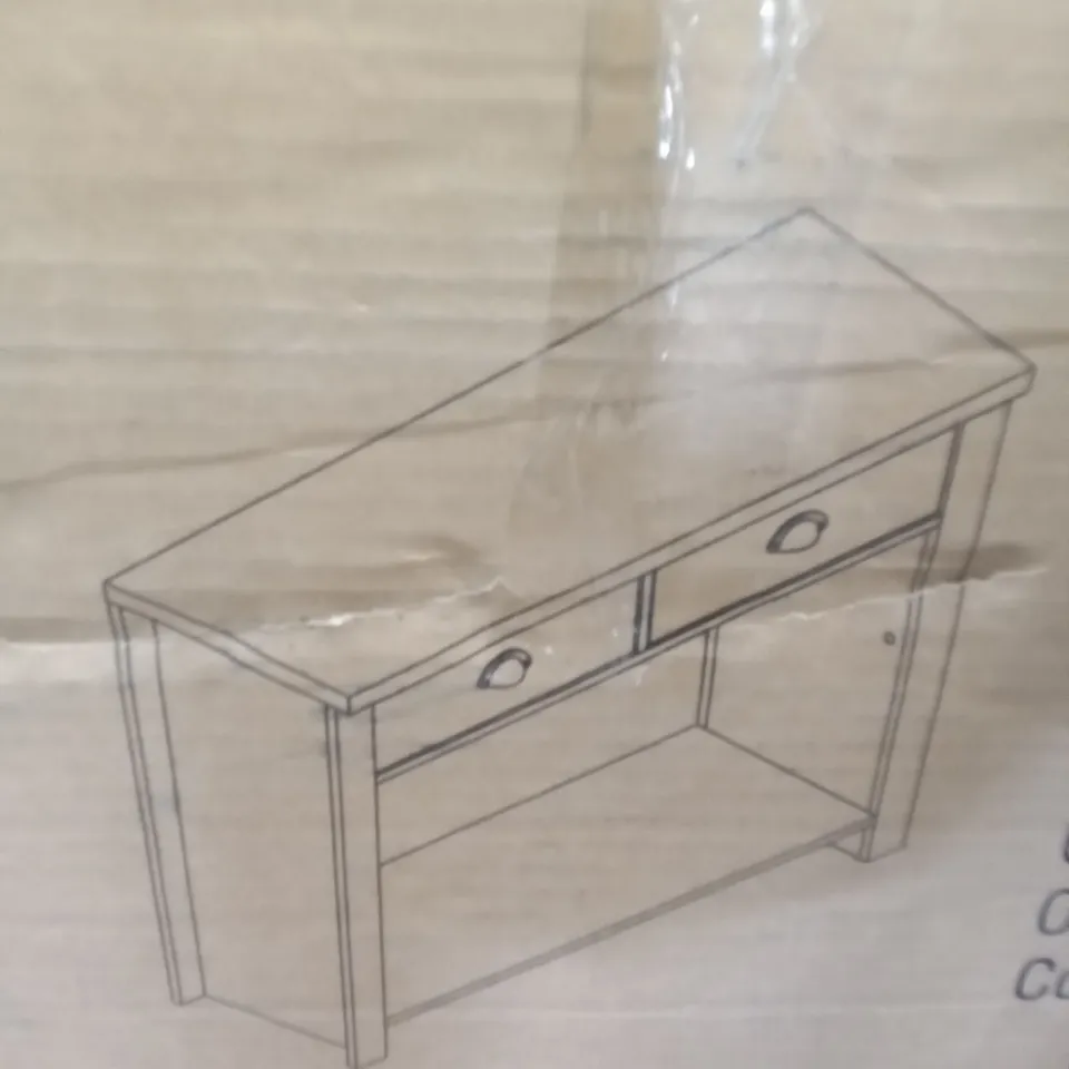 BOXED HIGHGATE 2 DRAWER CONSOLE TABLE - GREY/OAK 
